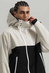 Men's White & Black Face Vent Asym-Zip Waterproof Insulated Snow Jacket